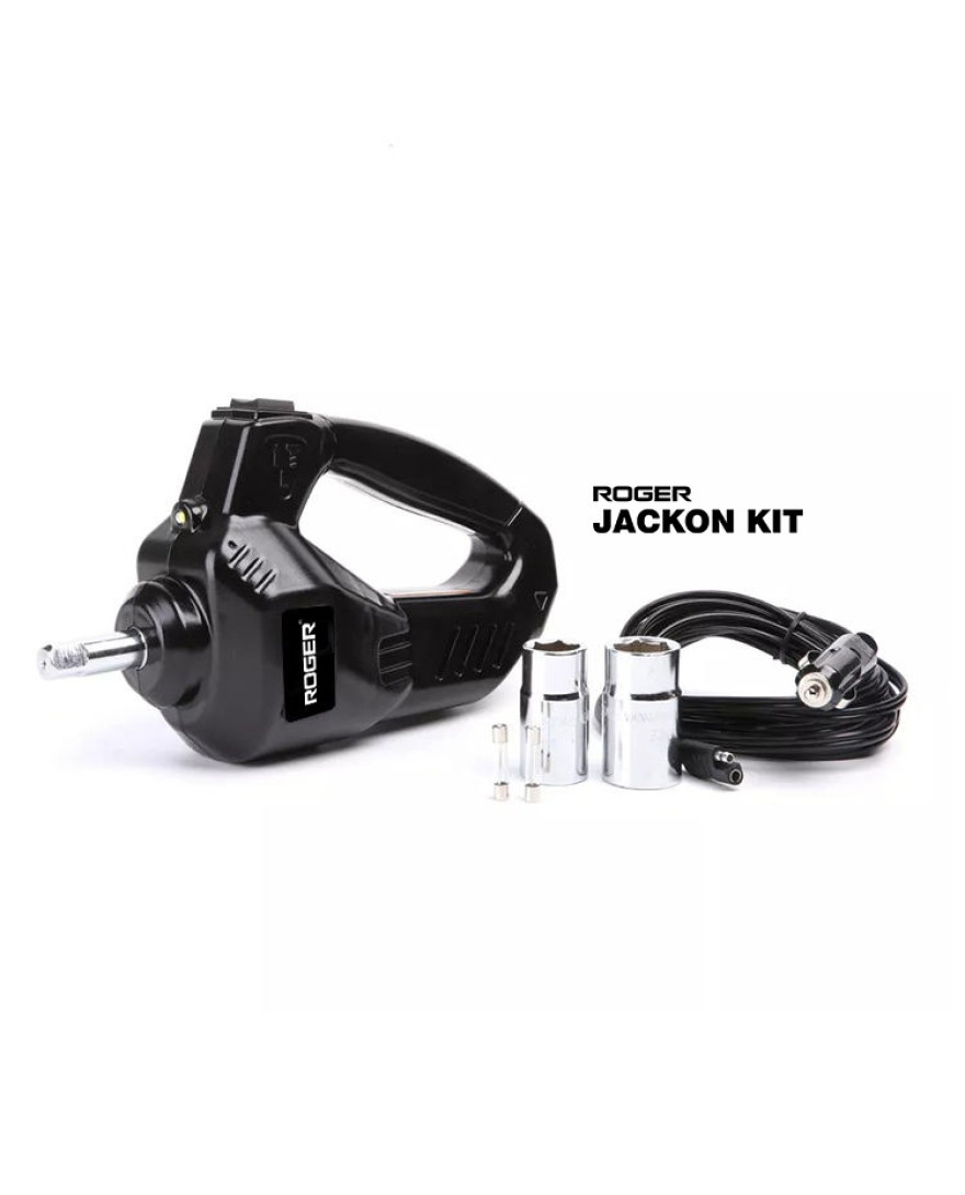 Roger Jackon Kit TN500 – 12V Electric Car Jack + Impact Wrench, Tire Inflator & Remote-Controlled Lifting Kit