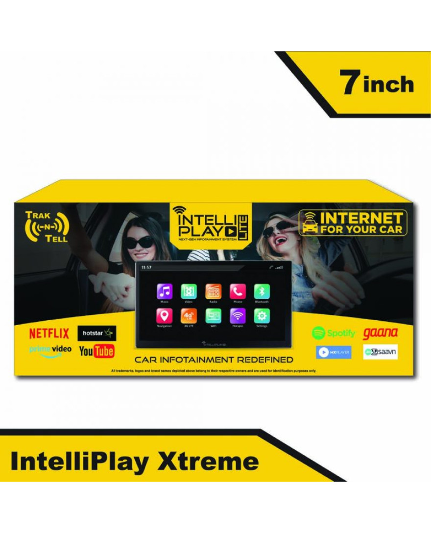 IntelliPlay Xtreme – 7 inch Touchscreen & Frame with SIM (4G),  Android Auto, Apple Car Play, 2 DIN, GPS Tracker (OEM Frame)