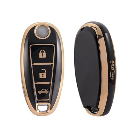 Keycare TPU Key Cover Compatible for Urban Cruiser Smart Key | TP04 Gold Black