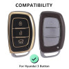 Keycare TPU Key Cover Compatible for: Creta, Grand i10, Xcent, Tucson, Elantra, Elite i20, Active i20, Aura 3 Button Smart Key | Push Button Start Models only | TP07 Gold Black