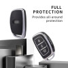 Keycare TPU Key Cover Compatible for: Creta, Grand i10, Xcent, Tucson, Elantra, Elite i20, Active i20, Aura 3 Button Smart Key | Push Button Start Models only | TP07 Silver Black