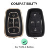 Keycare TPU Key Cover Compatible for Nexon, Harrier, Tigor BS6, Tigor EV, Safari 2021, Altroz, Safari Gold, Gravitas, Punch Smart Key | TP08 Gold Black