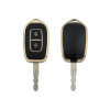 keycare TPU car Key Cover Compatible for Renault Kwid Duster Kiger Triber 2 Button Remote Key | TP17 GoldBlack