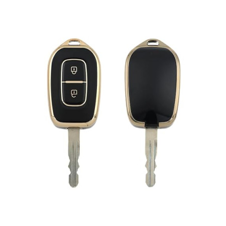 keycare TPU car Key Cover Compatible for Renault Kwid Duster Kiger Triber 2 Button Remote Key | TP17 GoldBlack keycare TPU car Key Cover Compatible for Renault Kwid Duster Kiger Triber 2 Button Remote Key | TP17 GoldBlack