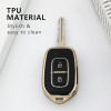 keycare TPU car Key Cover Compatible for Renault Kwid Duster Kiger Triber 2 Button Remote Key | TP17 GoldBlack