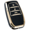 keycare TPU key cover for Toyota Fortuner 2021, Legender 2021, Land Cruiser, Suzuki Invicto 3 button smart key | TP18 Gold Black