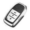 keycare TPU key cover for Toyota Fortuner 2021, Legender 2021, Land Cruiser, Suzuki Invicto 3 button smart key | TP18 Silver Black