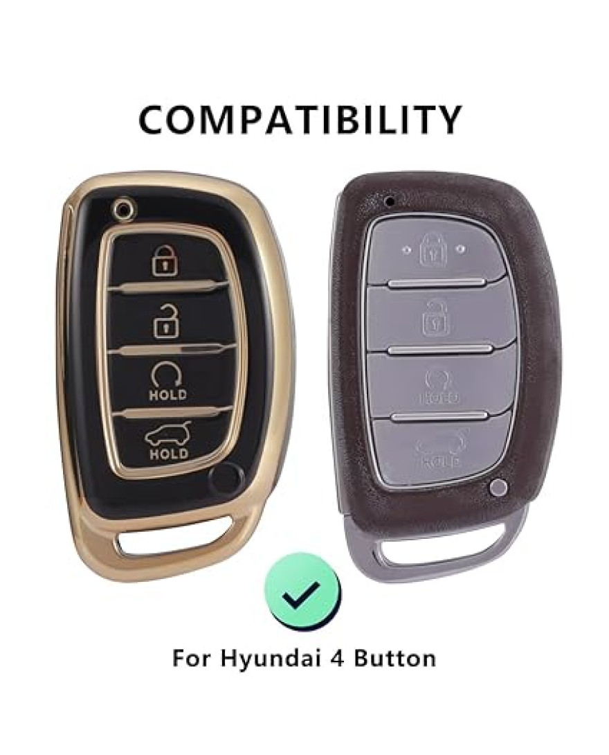 Keyzone TPU Key Cover Compatible for Honda City Civic Jazz Brio Amaze 2 Button Remote Key | TP21 Gold Black