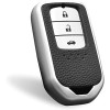 Keycare TPU Key Cover For Honda City, Civic, Jazz, Brio, Amaze, Cr-v, Wr-v, Br-v, Mobilio 3B Smart Key | TP24 Silver Black