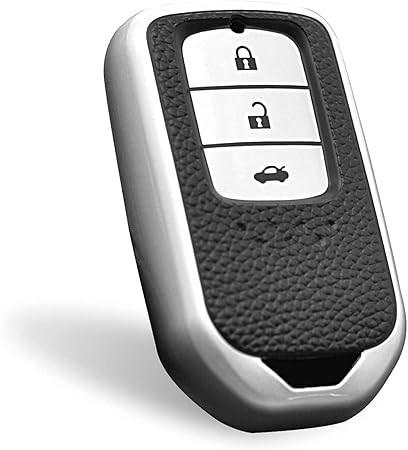 Keycare TPU Key Cover For Honda City, Civic, Jazz, Brio, Amaze, Cr-v, Wr-v, Br-v, Mobilio 3B Smart Key | TP24 Silver Black