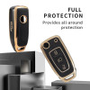 Keycare TPU Key Cover Compatible for Zest, Bolt, Zica, Tiago, Tigor, Nexon, Hexa, Safari Storme, Harrier flip Key | TP29 Gold Black