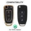 Keycare TPU Key Cover Compatible for Zest, Bolt, Zica, Tiago, Tigor, Nexon, Hexa, Safari Storme, Harrier flip Key | TP29 Gold Black