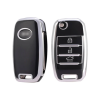 Keycare TPU Key Cover For Kia Seltos, Sonet, Carens 3 Button Flip Key | TP35 Silver Black