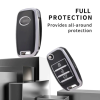 Keycare TPU Key Cover For Kia Seltos, Sonet, Carens 3 Button Flip Key | TP35 Silver Black