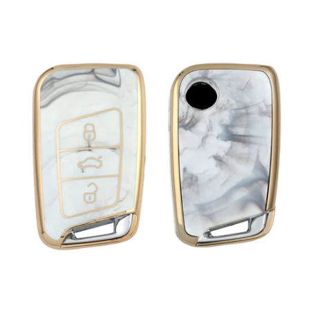 keycare TPU Key Cover For Volkswagen Tiguan, Jetta, Passat Highline Smart Key | TP40 Marble Finish