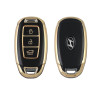 keycare TPU car Key Cover Compatible for Hyundai i20 | Verna | Kona 3 Button Smart Key | Gold Black