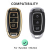 keycare TPU car Key Cover Compatible for Hyundai i20 | Verna | Kona 3 Button Smart Key | Gold Black