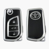 Keycare TPU Key Cover For Fortuner, Innova | TP42 Silver Black