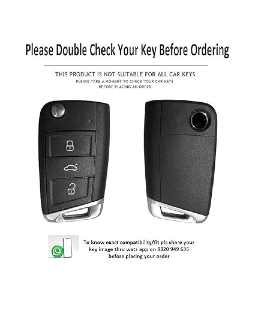 Keyzone TPU Key Cover For Volkswagen Virtus, Tiguan, T-Roc, Taigun, New Jetta 3 Button Flip Key | TP44 | Marble