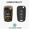 keycare TPU Key Cover For Elantra, i10, i20, Verna |TP45 | Gold Black