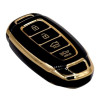 keycare TPU key cover for for i20, Verna 2023 onwards 4 button smart key | TP60 GoldBlack