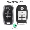 Keycare TPU Key Cover Compatible for Sonet, Carens, Seltos, Seltos X-line 4b Smart Key | Push Button Start Models, Compare Key Shape And Buttons Before Ordering | TP61 Silver Black