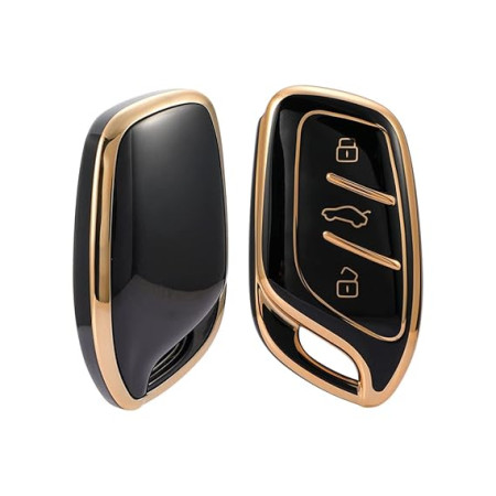keycare TPU car Key Cover Compatible for MG ZS EV, Astor Smart Key | TP65 Gold  Black keycare TPU car Key Cover Compatible for MG ZS EV, Astor Smart Key | TP65 Gold  Black