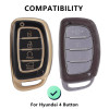 Keycare TPU Key Cover Compatible for Alcazar and Creta 2021 4 Button Smart Key | TP67 Gold Black