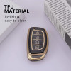 Keycare TPU Key Cover Compatible for Alcazar and Creta 2021 4 Button Smart Key | TP67 Gold Black