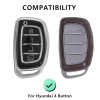 Keycare TPU Key Cover Compatible for Alcazar and Creta 2021 4 Button Smart Key | TP67 Silver Black