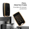 keycare TPU car Key Cover Compatible with 2018 2019 2020 2021 Range Rover Sport Evoque Velar Discovery Defender 5 Button Smart Key | TP73 Gold Black