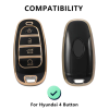 keycare TPU Key Cover For Hyundai Tucson 2022 4 Button Smart Key | TP75 Gold Black