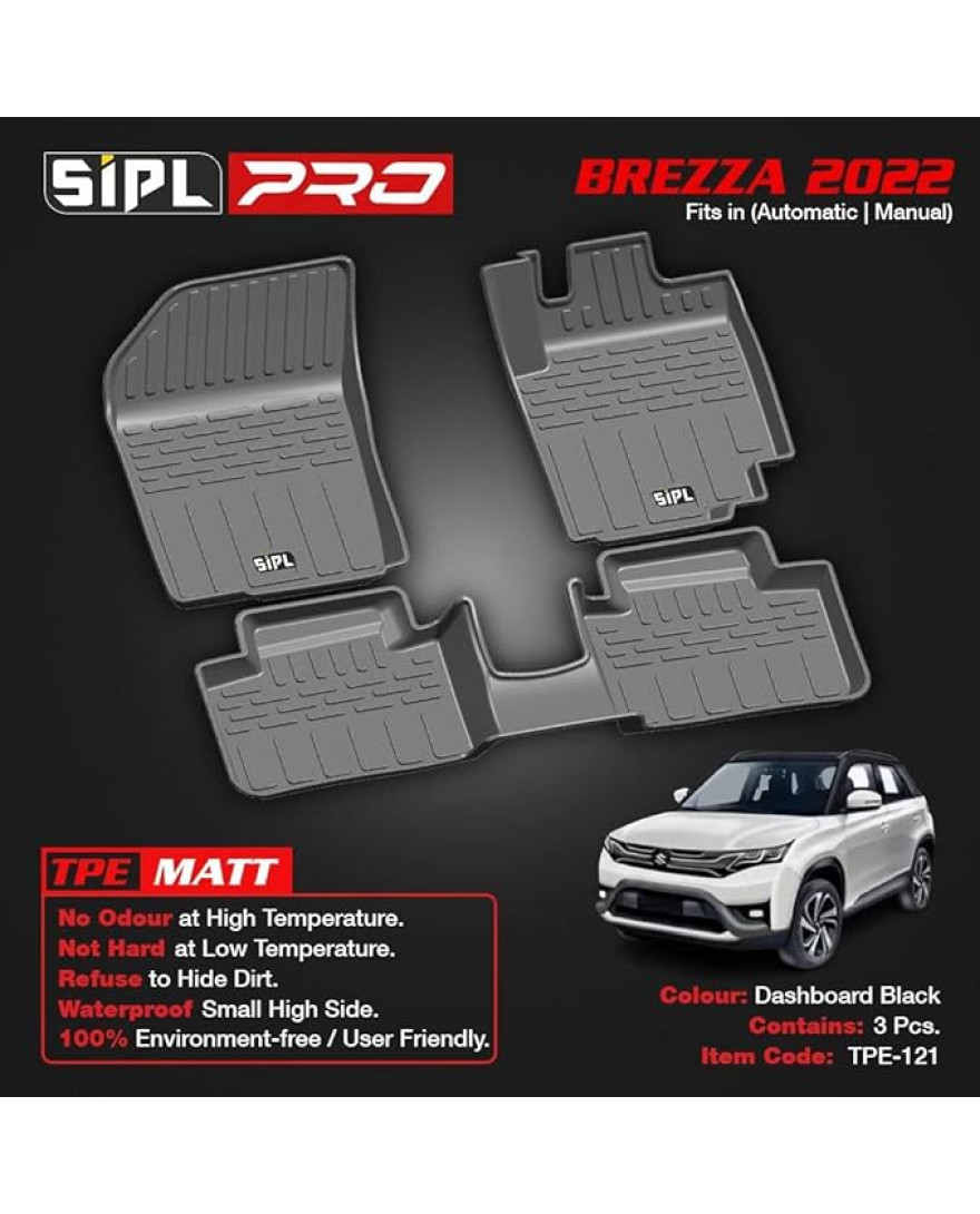 SIPL Premium 3D TPE Car Mats for Brezza 2022
