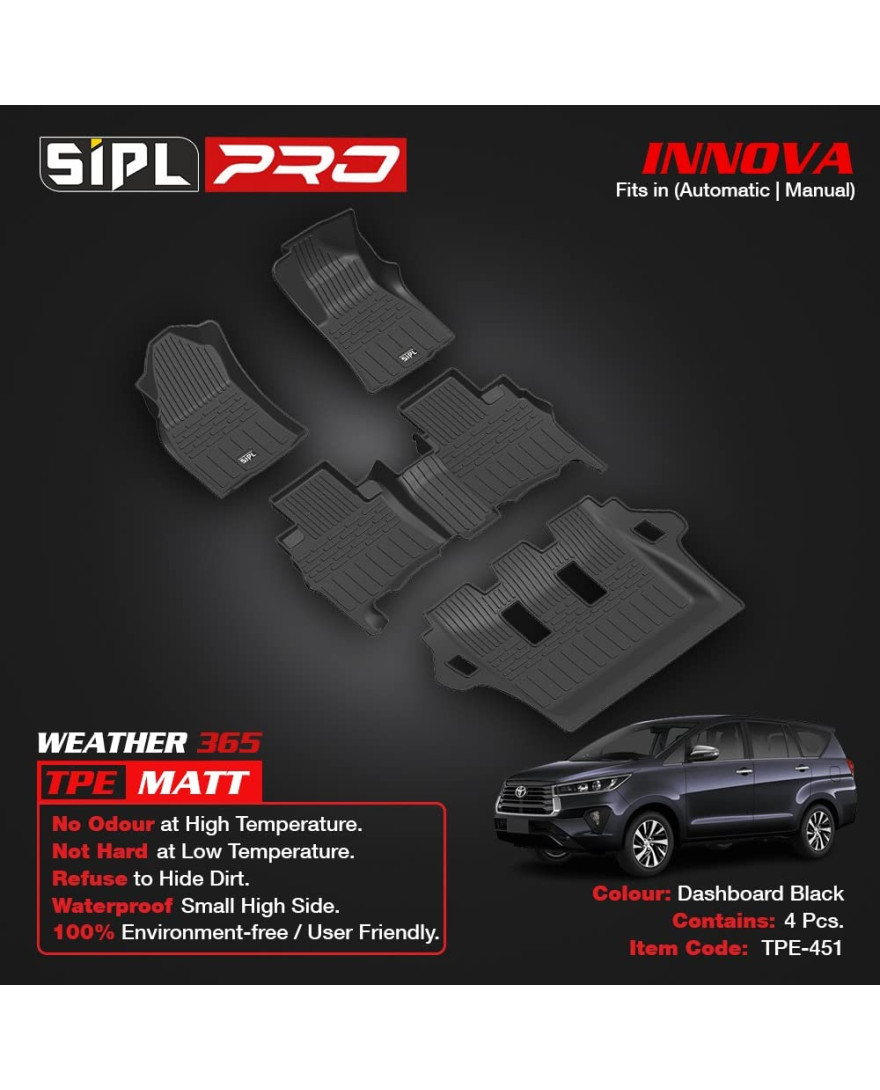 SIPL Premium 3D TPE Car Mats for Toyota Innova Crysta Automatic