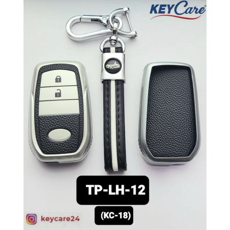 Key Care Leathet TPU Key Cover with Key Chain KC 18 | Black Silver TPU L TP LH 12 Key Care Leathet TPU Key Cover with Key Chain KC 18 | Black Silver TPU L TP LH 12