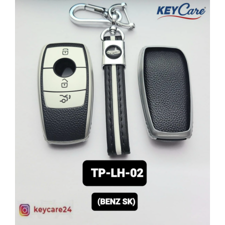 Key Care Leathet TPU Key Cover with Key Chain For Mercedes Benz | Black Silver TPU L TP LH 02