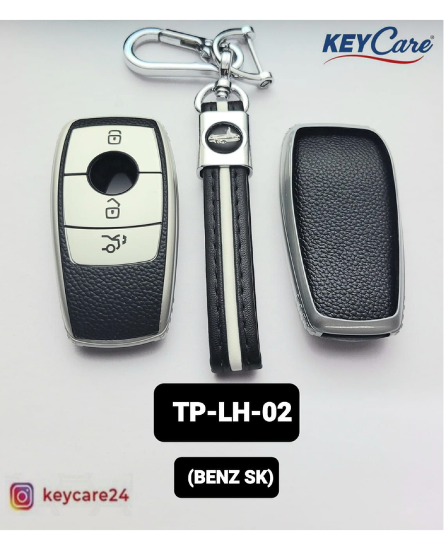 Key Care Leathet TPU Key Cover with Key Chain For Mercedes Benz | Black Silver TPU L TP LH 02