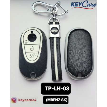 Key Care Leathet TPU Key Cover with Key Chain For Mercedes Benz | Black Silver TPU L TP LH 03