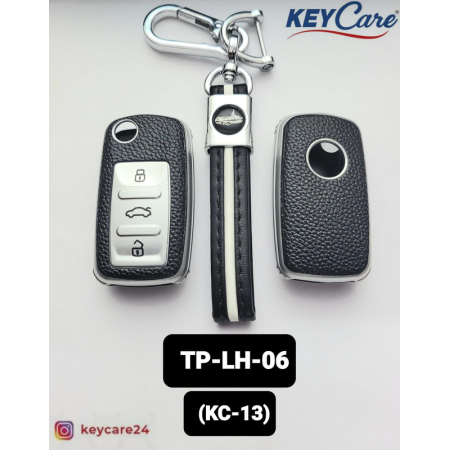 Key Care Leathet TPU Key Cover with Key Chain KC 13 | Black Silver TPU L TP LH 06