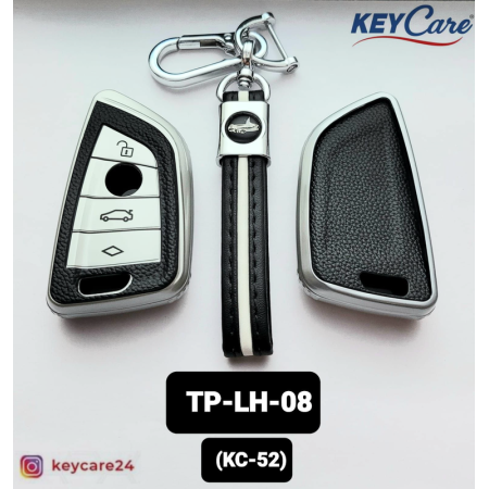 Key Care Leathet TPU Key Cover with Key Chain KC 52 | Black Silver TPU L TP LH 08