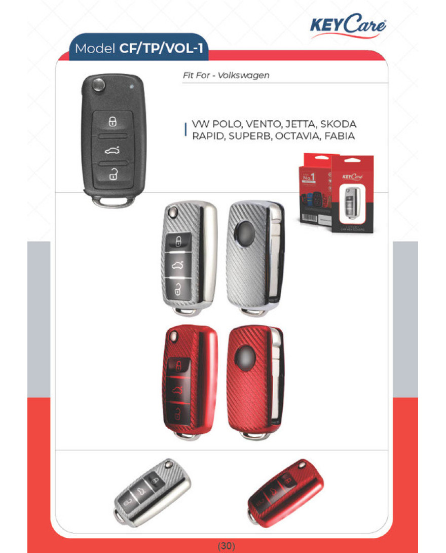 KEY CARE TPU VW_AO6H | Fit For VOLKSWAGEN POLO, VENTO, JETTA, SKODA RAPID, SUPERB, OCTAVIA, FABIA