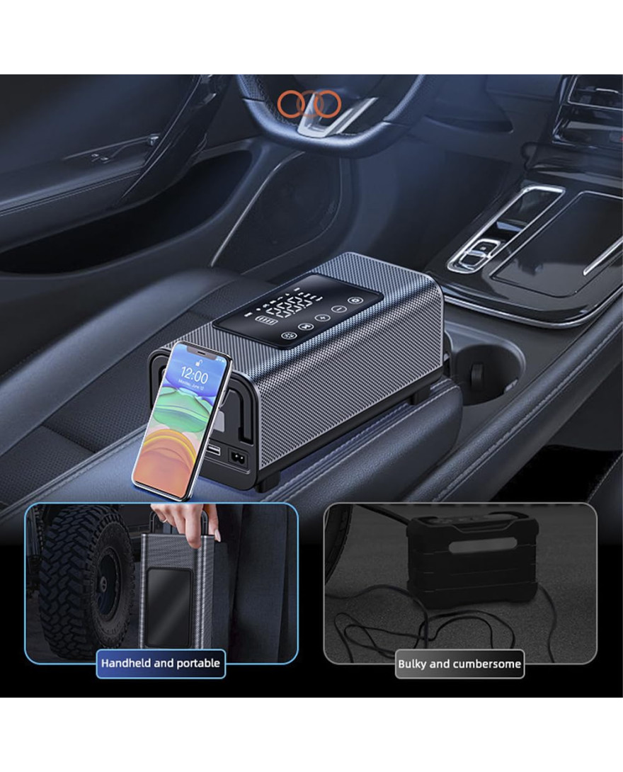 Stellar Drive TP-X5 Heavy Duty Car Tyre Inflator -150PSI Air Compressor, 10400mAh Battery, Touchscreen Display, Auto Stop, Car Accessories, Auto Air Pump for Cars, Motorcycle, Bicycles & Other Inflatables