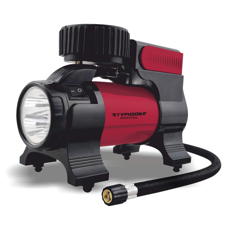 Bergmann Typhoon Digital Heavy-Duty Metal Tyre Inflator with Auto Cut-Off And LED Light BCT-150D | Wine Red