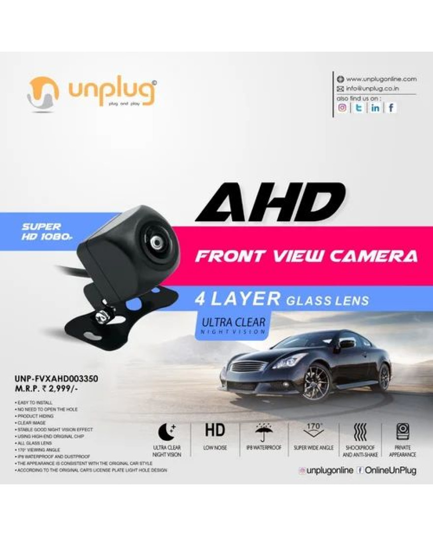 UNPLUG UNP-3350 FRONT VIEW CAMERA AHD 4 LAYER GLASS COMPATIBLE WITH ANDROID SYSTEM