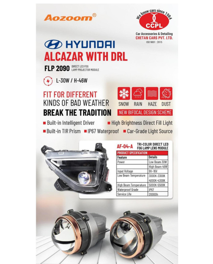 VV 01 Carsutra 3 Inch Foglight with Projector with DRL Compitible for Hyundai Alcazar | OE Finish