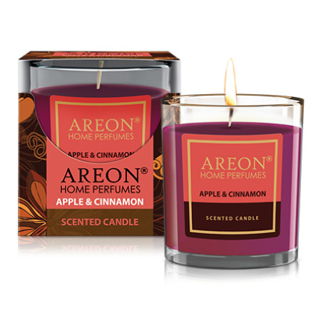 Areon Scented Candle Apple And Cinnamon | 120gm | Invigorating Aroma | Stylish Glass Tumbler | CR01