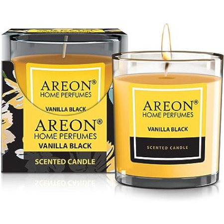 Areon Scented Candle Vanilla Black 120gm | Elegant Floral Scents | Glass Tumbler | CR02