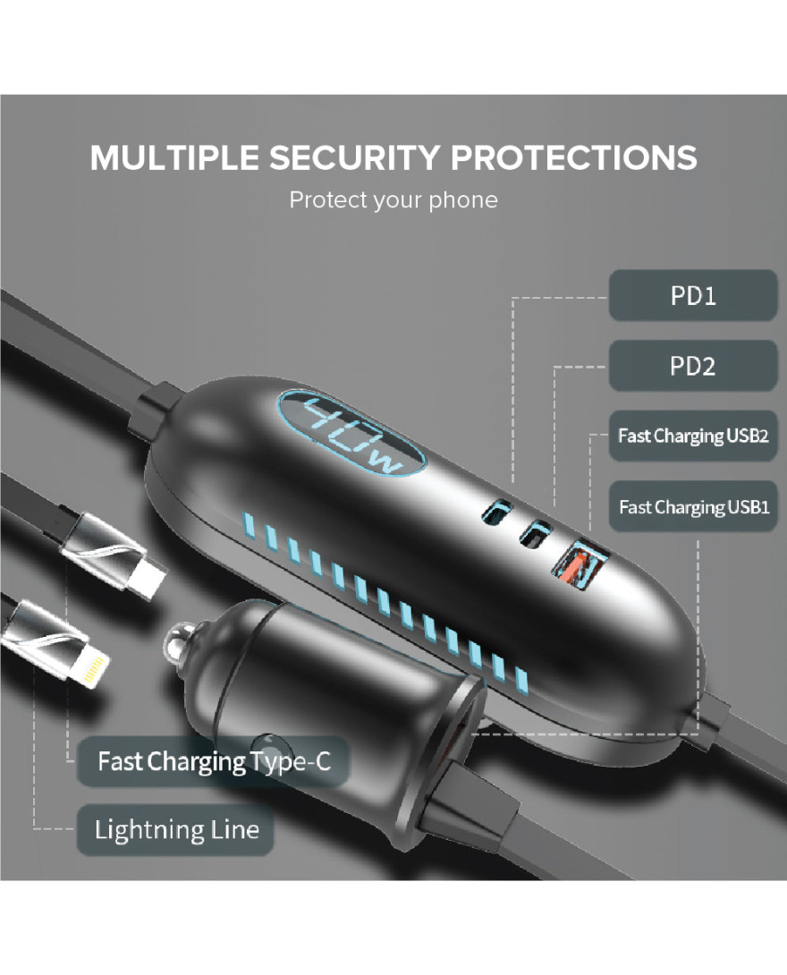 STELLAR DRIVE XC-13 | 5-in-1 Car Mobile Charger | 117W