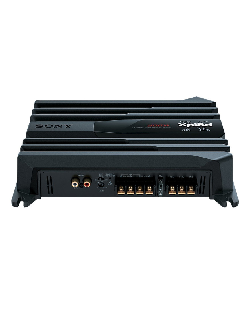 Sony Car Amplifier XM N502 500W 2 Channel / 1 Channel Amplifier | Black | Automatic Thermal Control, Low Pass Filter for bass