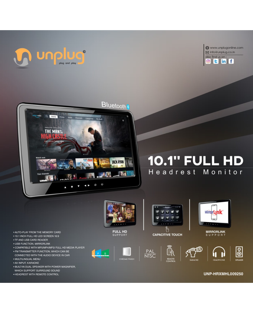 Unplug ABS Plastic Car Headrest Monitor